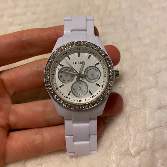 Fossil White Three Hand Ceramic Watch - Picture 3 of 7
